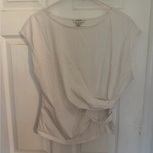 Banana Republic White Knot-Front Cap Sleeve Blouse